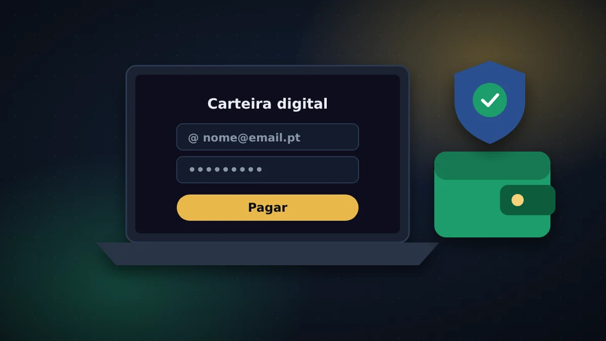 Portátil com carteira digital e escudo de segurança