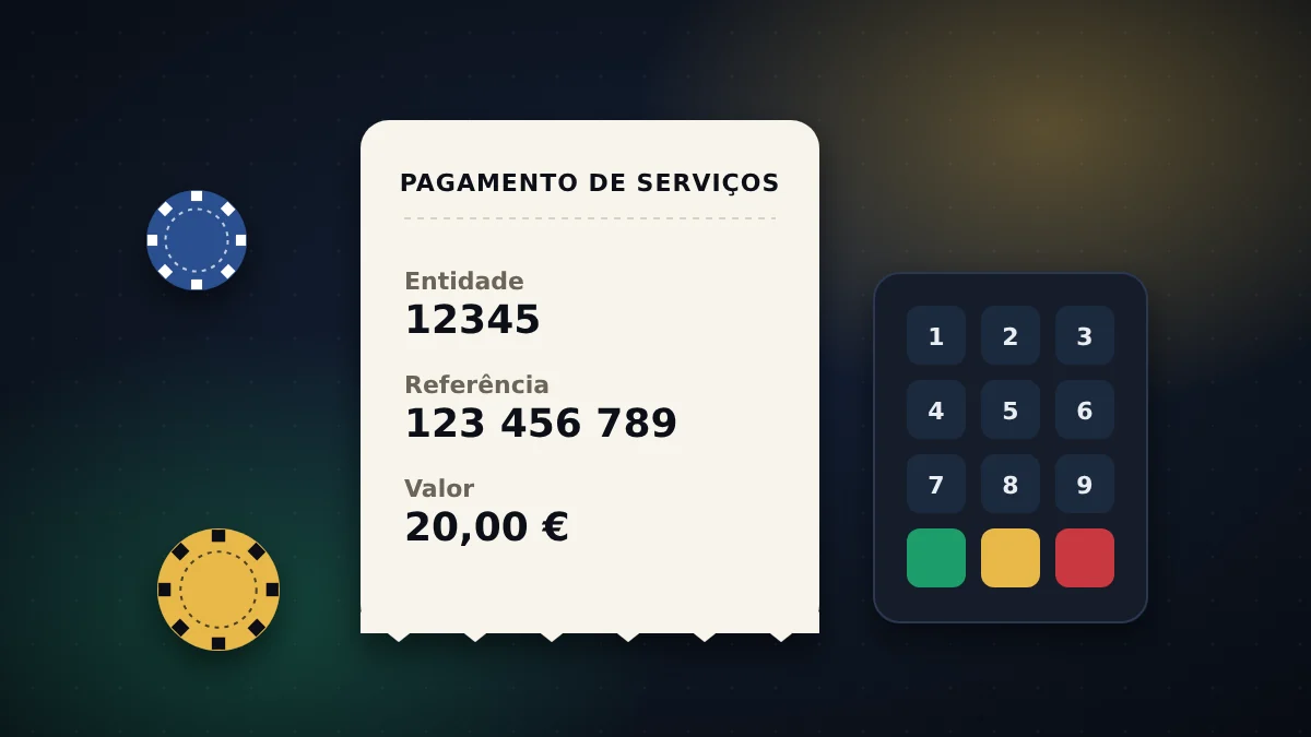 Talão com entidade, referência e valor para pagamento